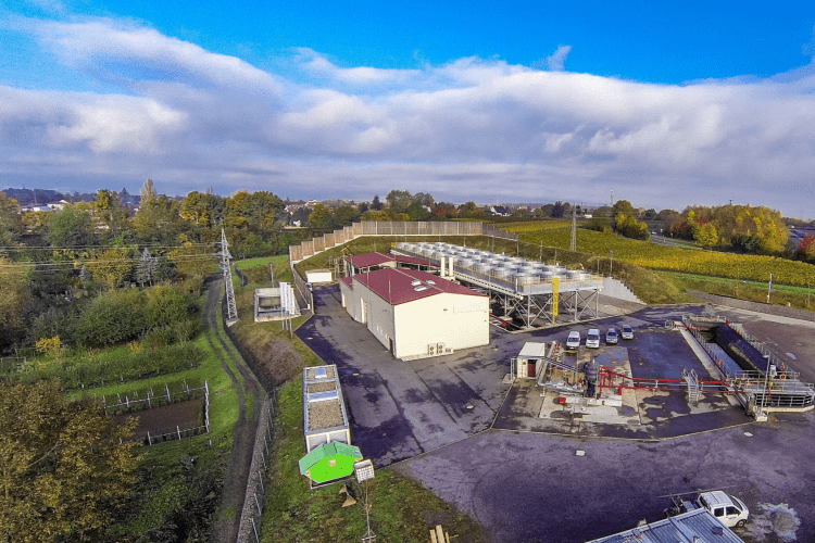 drone shot of the geothermal plant Insheim
