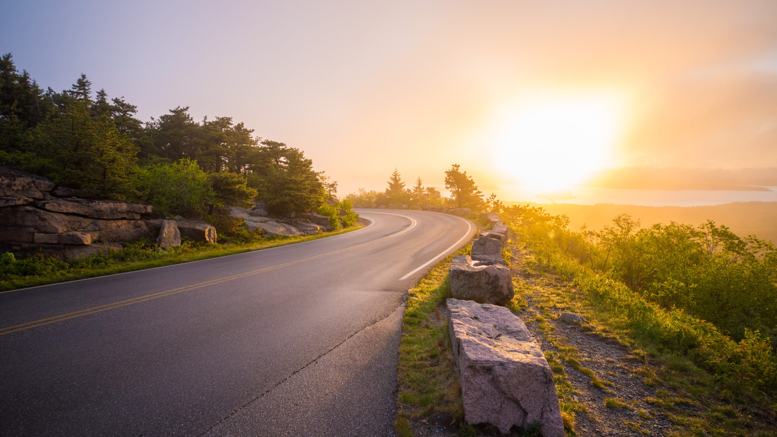 landscape, sunset, road