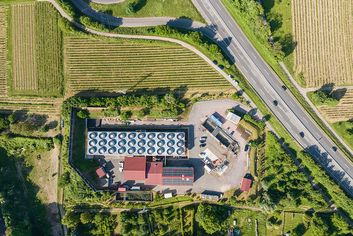 drone shot of the geothermal power plant Insheim