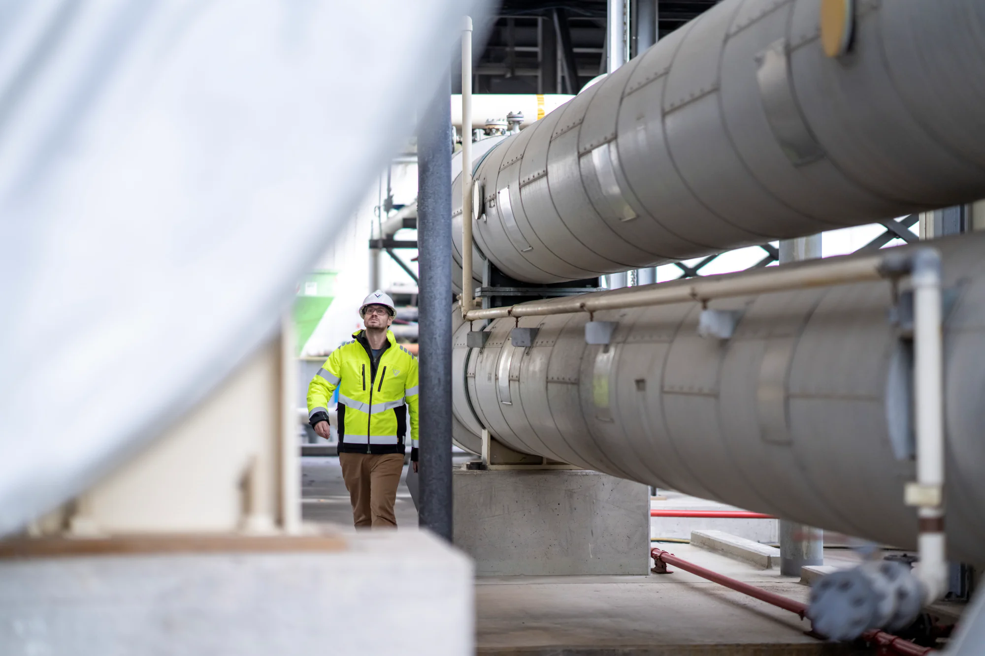 Industrial equipment and pipework at a geothermal lithium facility